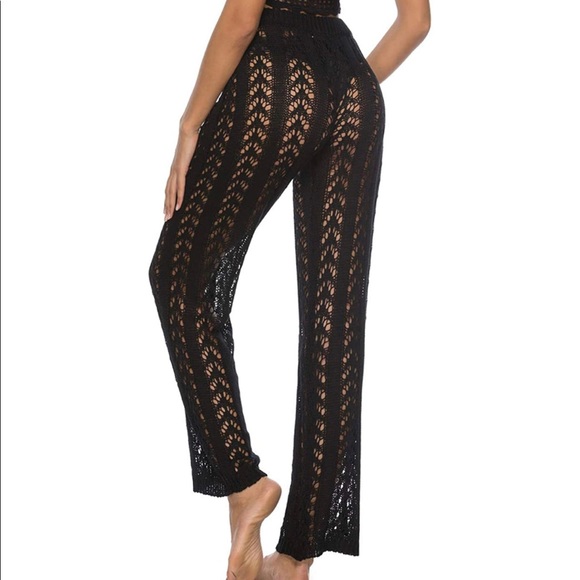 Crochet Net Hollow Out Beach Pants Sexy Swimsuit Cover Up Pants 🍄 - Picture 4 of 10